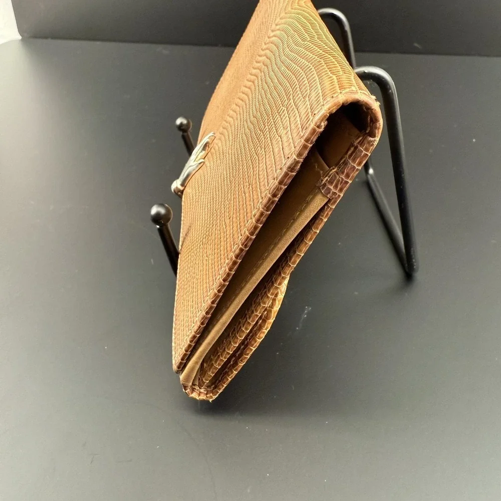 Vintage Gucci Lizard Wallet Sterling Silver 925 Hand Mano Clasp Box Rare 70s - Picture 4 of 16